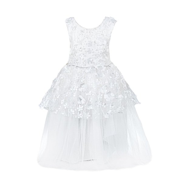 Girl's Floral Mesh Sleeveless Party Dress - Picture 1 of 1